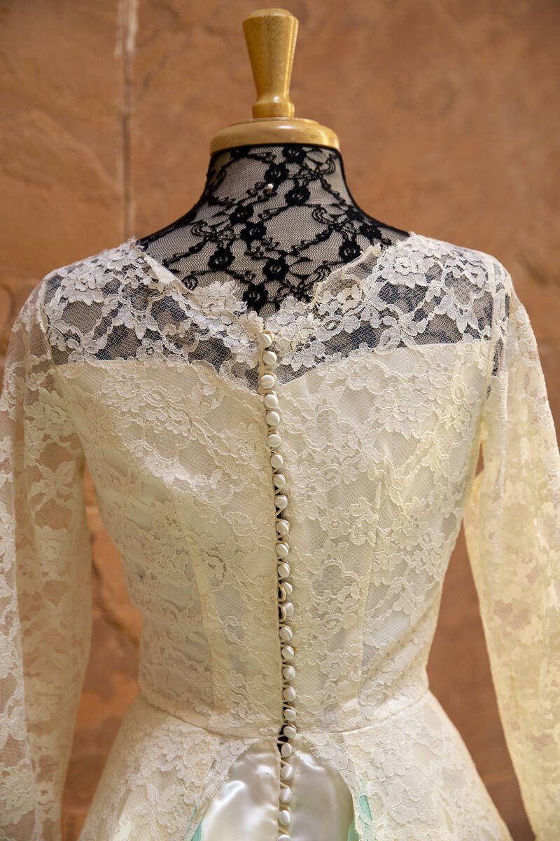 A vintage 1950s wedding dress is on display as part of a historical wedding exhibit in the rotu ...