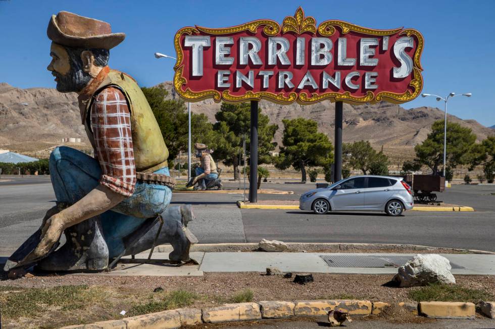 This Sept. 4, 2020, file photo shows the entrance to the Terrible's hotel & casino in Jean. ...