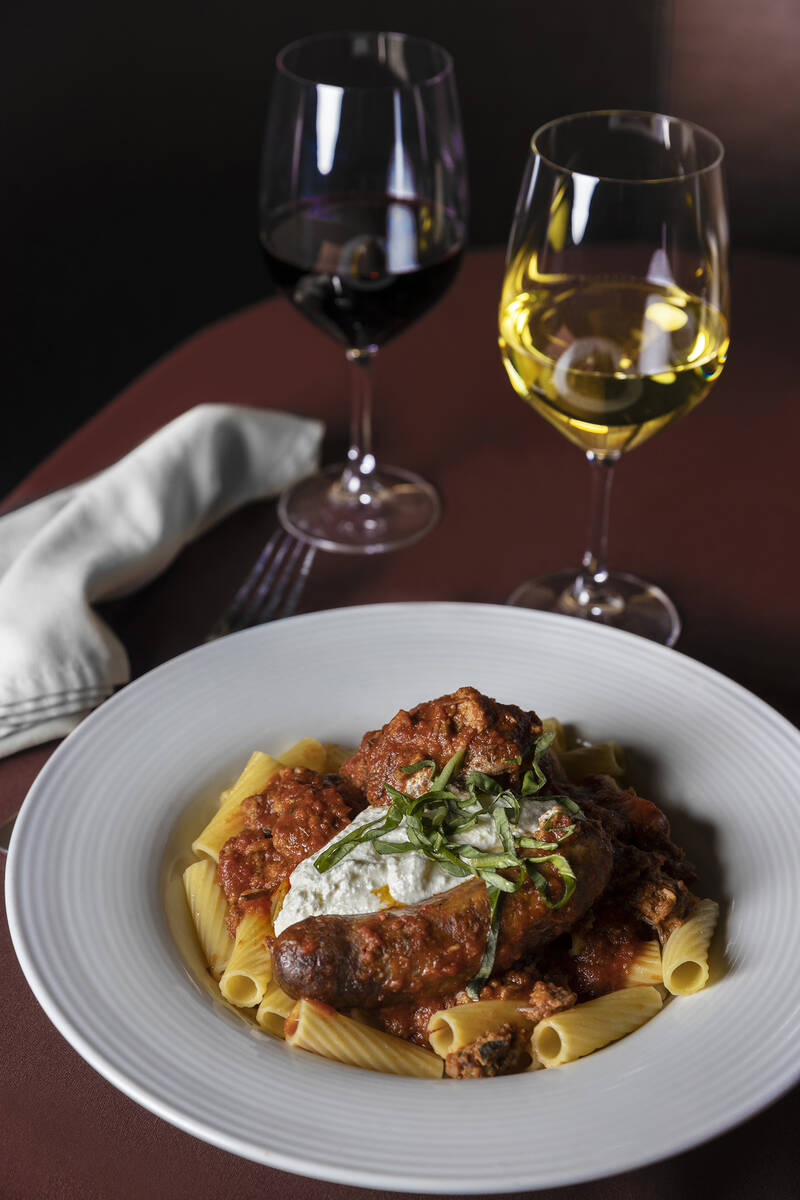 Sunday Gravy with rigatoni, meatballs, Italian sausage and ricotta at Piero's Italian Cuisine o ...