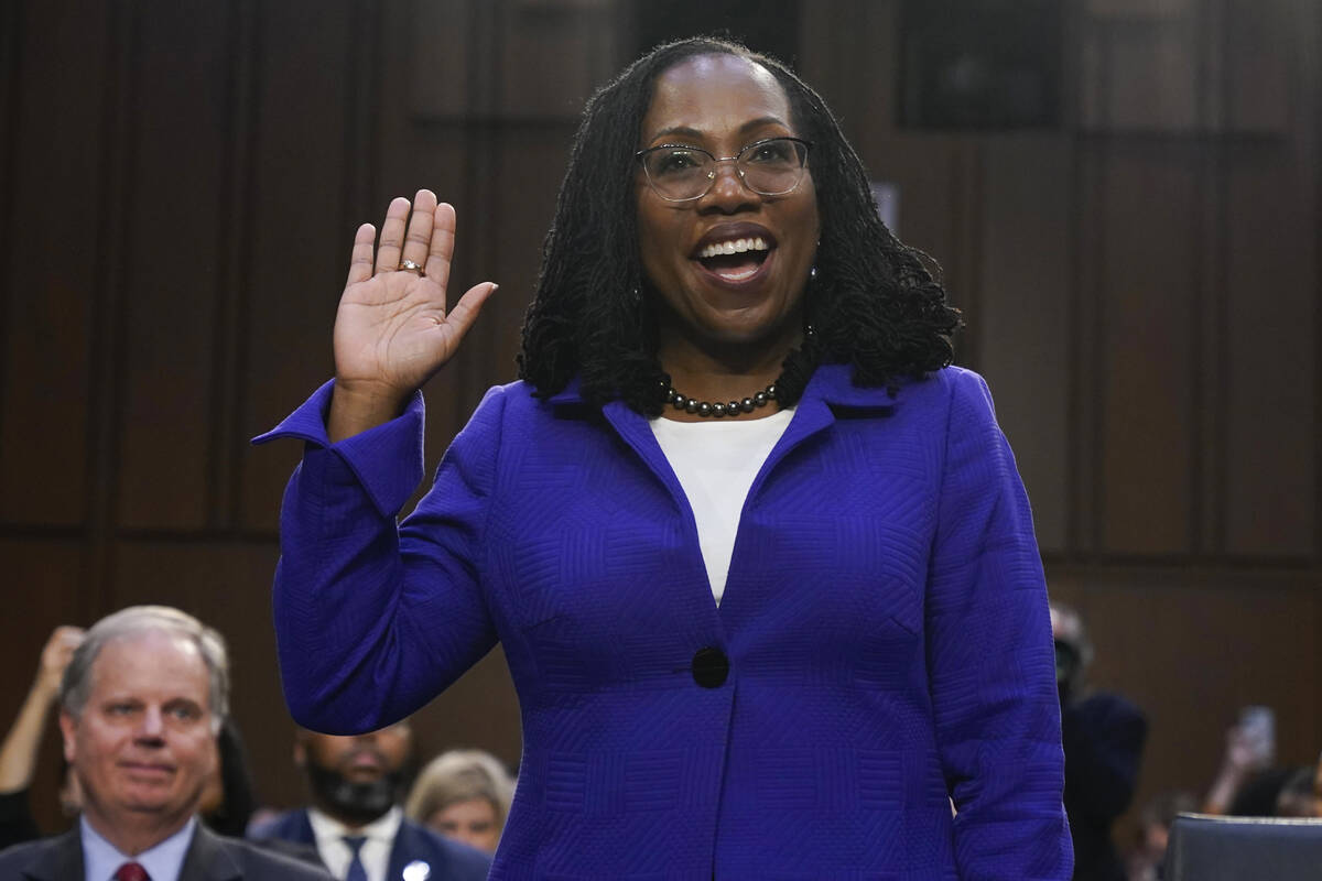 Supreme Court nominee Judge Ketanji Brown Jackson is sworn in for her confirmation hearing befo ...