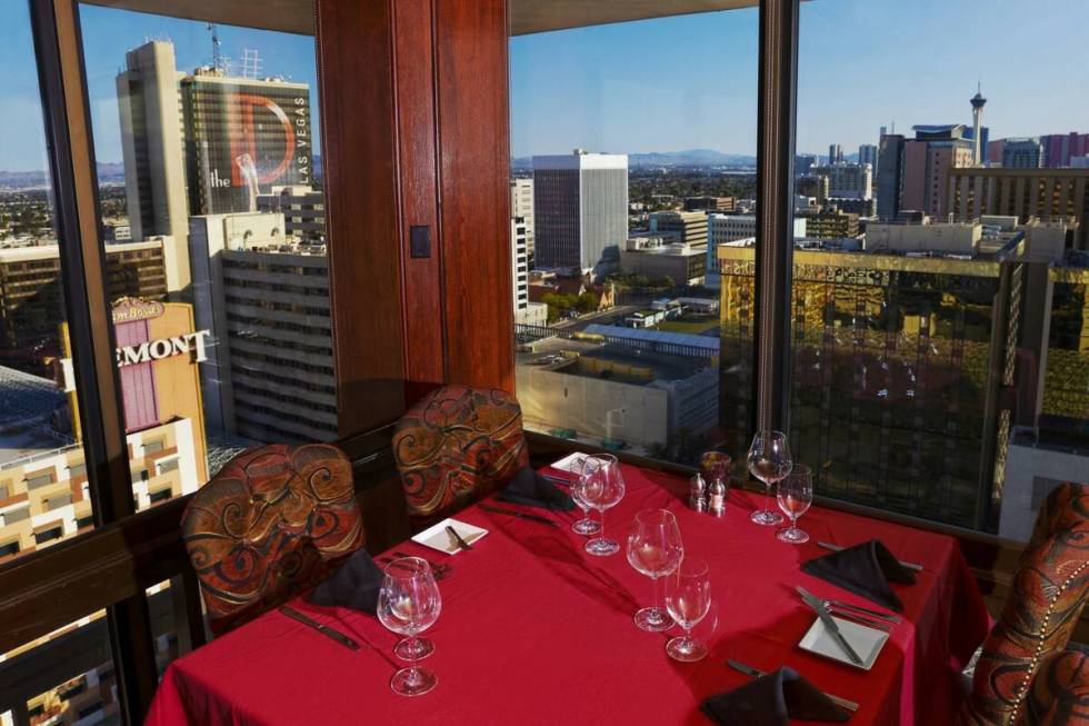 Top Of Binion's Steakhouse on Wednesday, April 6, 2022, in Las Vegas. (Benjamin Hager/Las Vegas ...