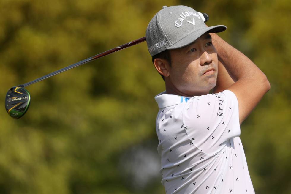 Kevin Na tees off the first hole during round three of the 2020 Shriners Hospitals for Children ...