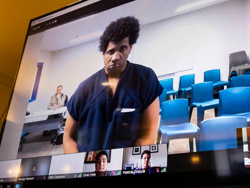 Brandon Leath appears in court via a video link during his sentencing at the Regional Justice C ...