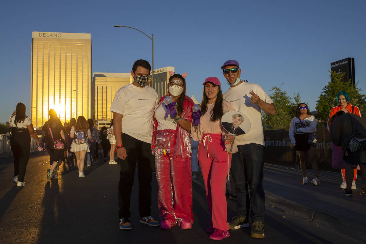 Cristian Guerez, left, Zareth Guedez, Sunen Rey and Michael Rey pose for a portrait before BTS& ...