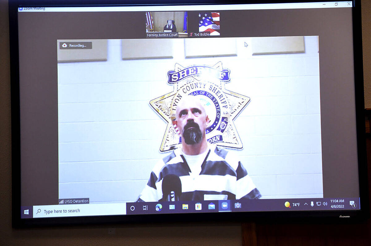Defendant Troy Driver appeared by video from the Lyon County jail during his arraignment, Frida ...