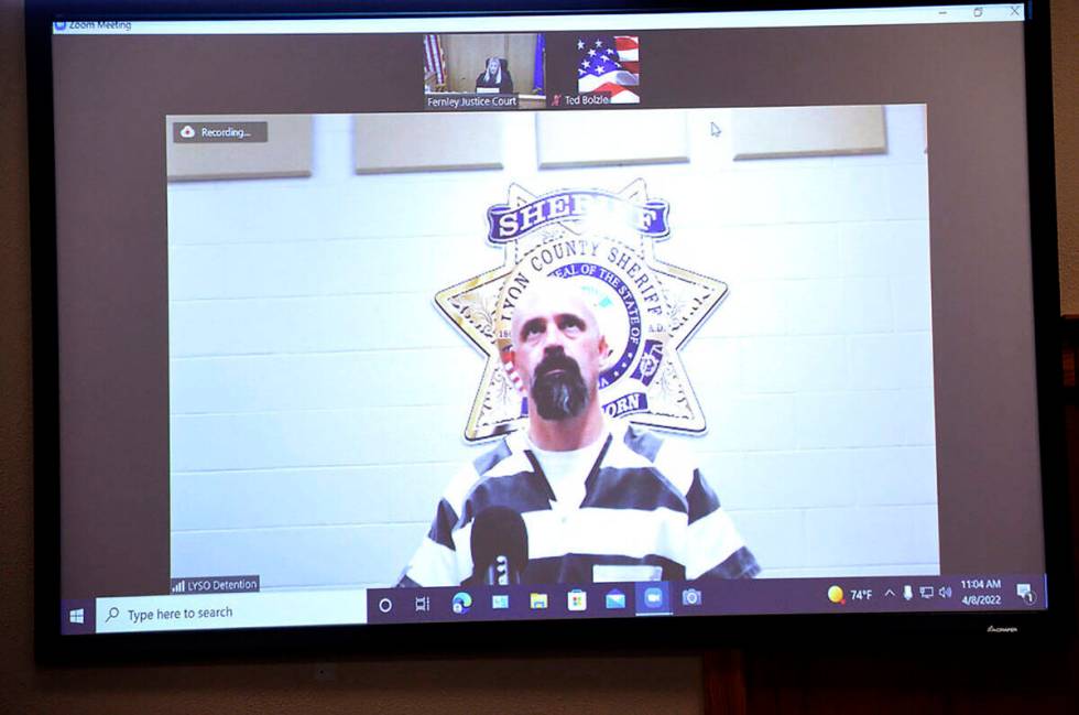 Defendant Troy Driver appeared by video from the Lyon County jail during his arraignment, Frida ...