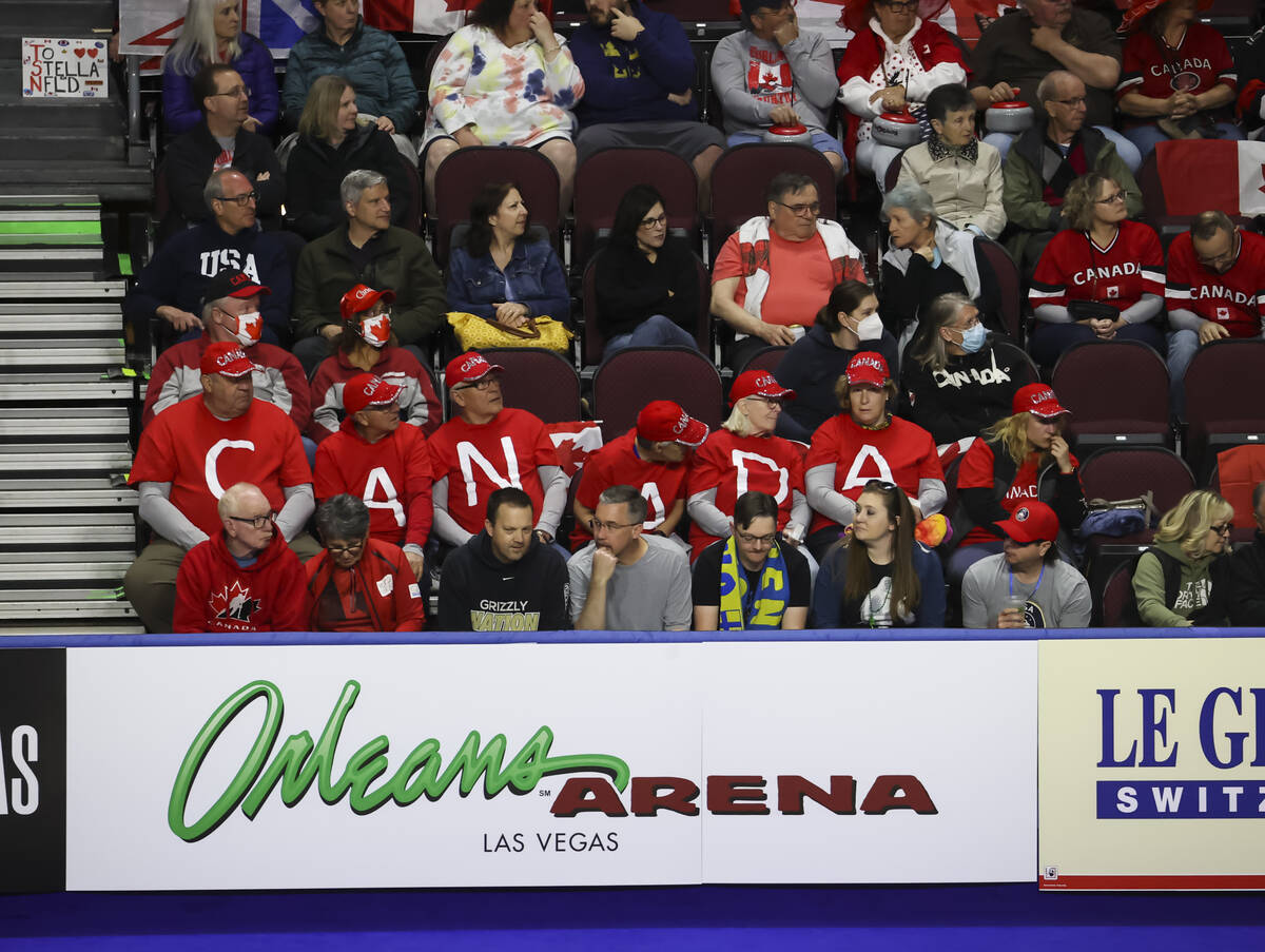 Curling fans watch as Canada competes against Sweden in the gold medal game of the LGT World Me ...