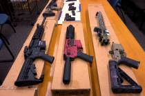 "Ghost guns" on display at the headquarters of the San Francisco Police Department in San Franc ...