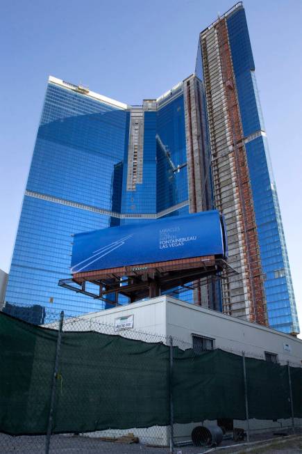 A new billboard for Fontainebleau Las Vegas that declares "Miracles still happen,” ...