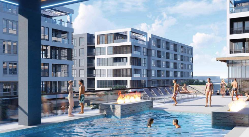 An artist's rendering of developer Southern Land Co.'s proposed new apartment complex in Las Ve ...