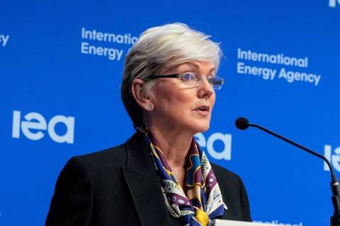 Energy Secretary Jennifer Granholm speaks at the International Energy Agency (IEA) ministerial ...