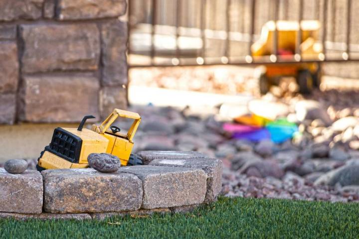 Toys are seen in front of a home on the 100 block of South Sicily Hills Court on Wednesday, Apr ...