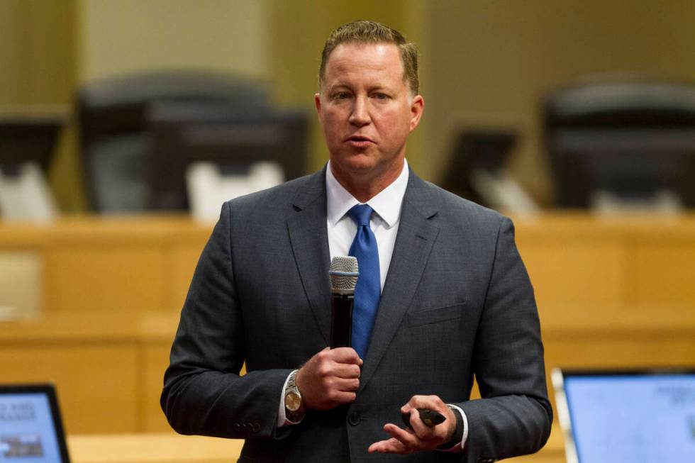 David Swallow of the Regional Transportation Commission speaks during the Downtown Momentum Tou ...