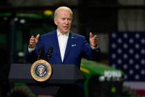 FILE - President Joe Biden speaks at POET Bioprocessing in Menlo, Iowa, April 12, 2022. The Bi ...