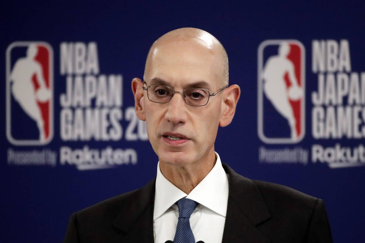 In this Oct. 8, 2019, file photo, NBA Commissioner Adam Silver speaks at a news conference befo ...