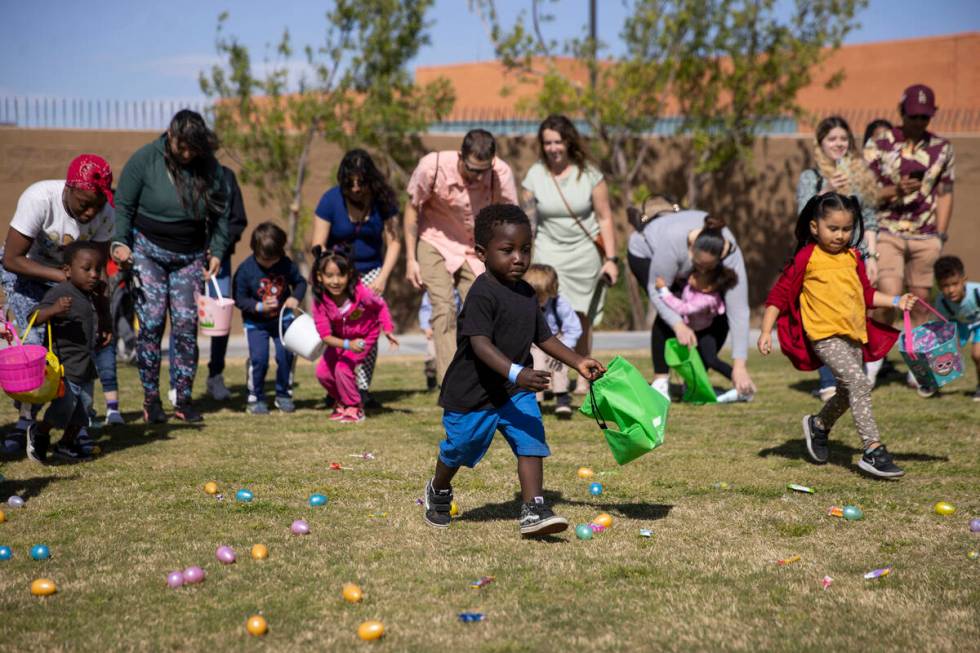 Children participate during the Hoppy Egg Run community event at the Walnut Recreation Center i ...