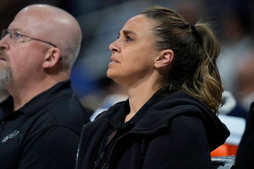 San Antonio Spurs assistant coach Becky Hammon in the second half of an NBA basketball game Tue ...