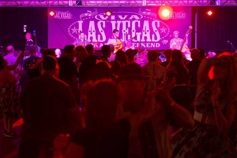The audience dances to Shanda Howlers’ set during Viva Las Vegas Rockabilly Weekend at T ...