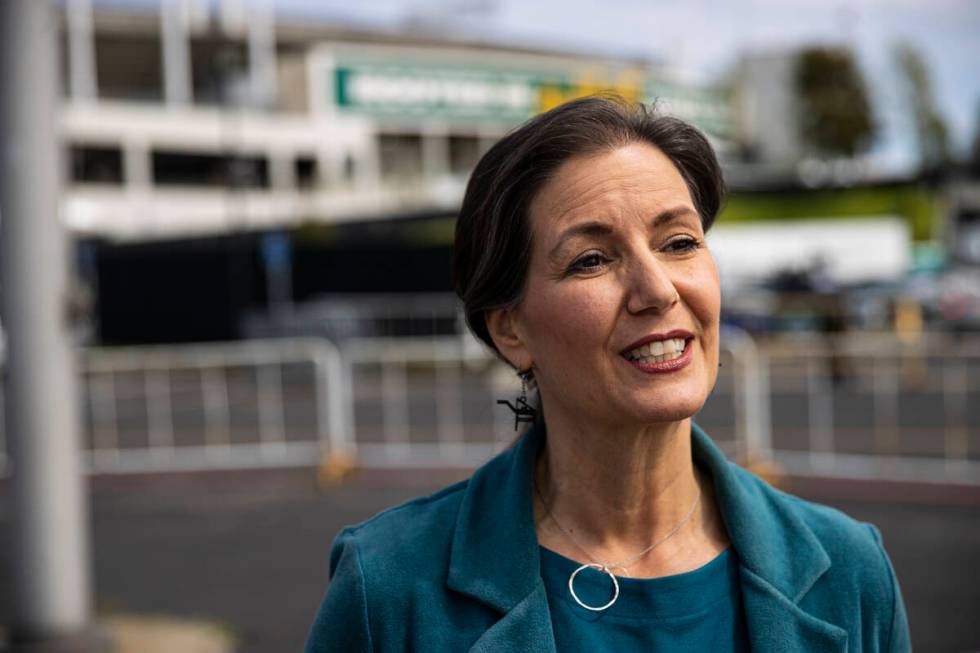 Oakland Mayor Libby Schaaf talks about the Oakland Athletics before the opening night game agai ...