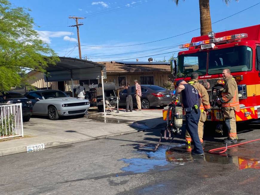 The Las Vegas Fire Department responded to a fire in the 1300 block of Cherokee Lane, near Vega ...