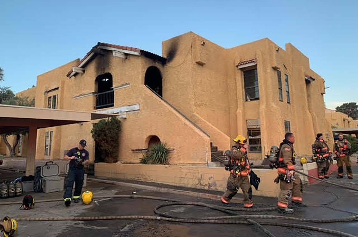 Fire damaged four units at an apartment complex in the 4500 block of Koval Lane early Tuesday, ...