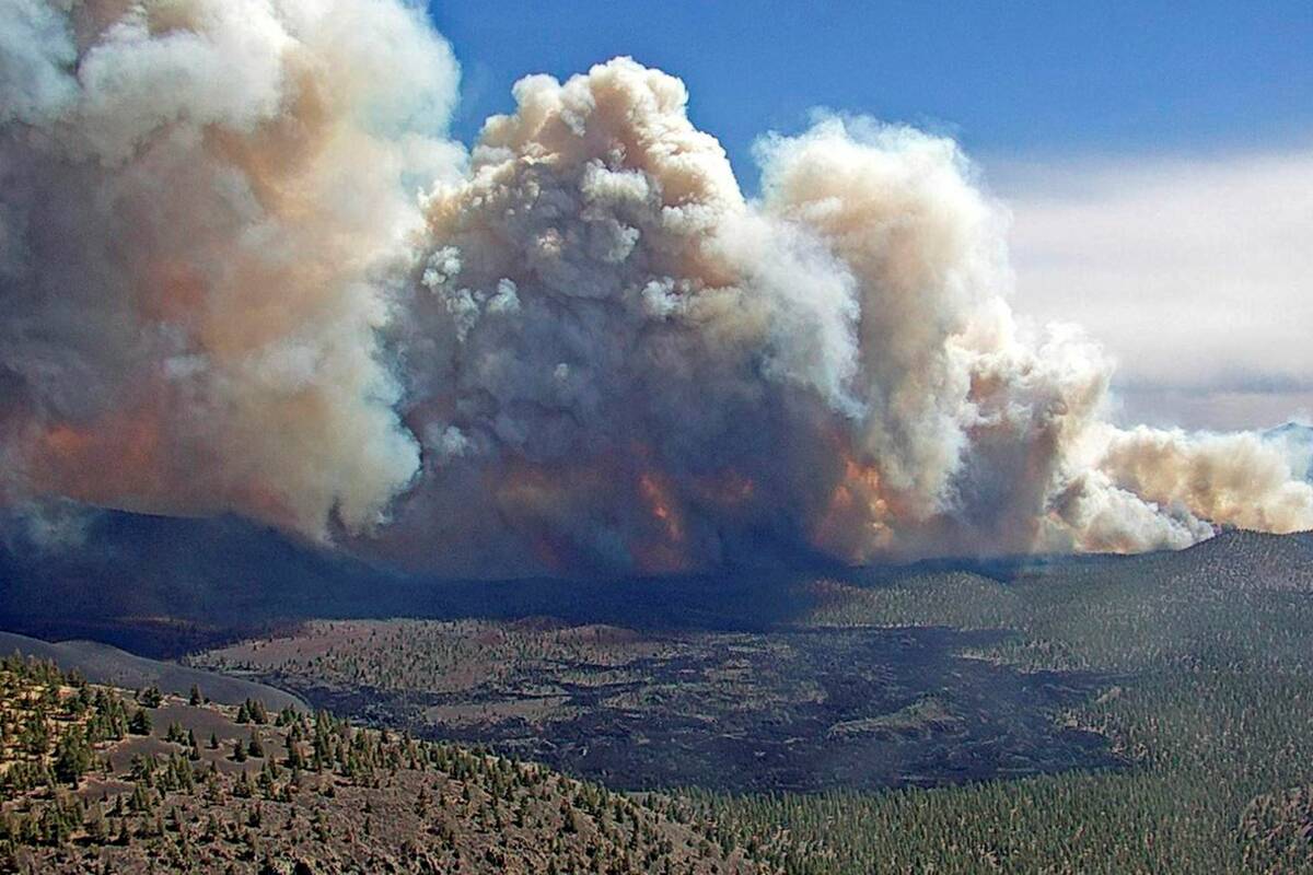 The Tunnel Fire burns near Flagstaff, Ariz., on Tuesday, April 19, 2022. (Coconino National For ...