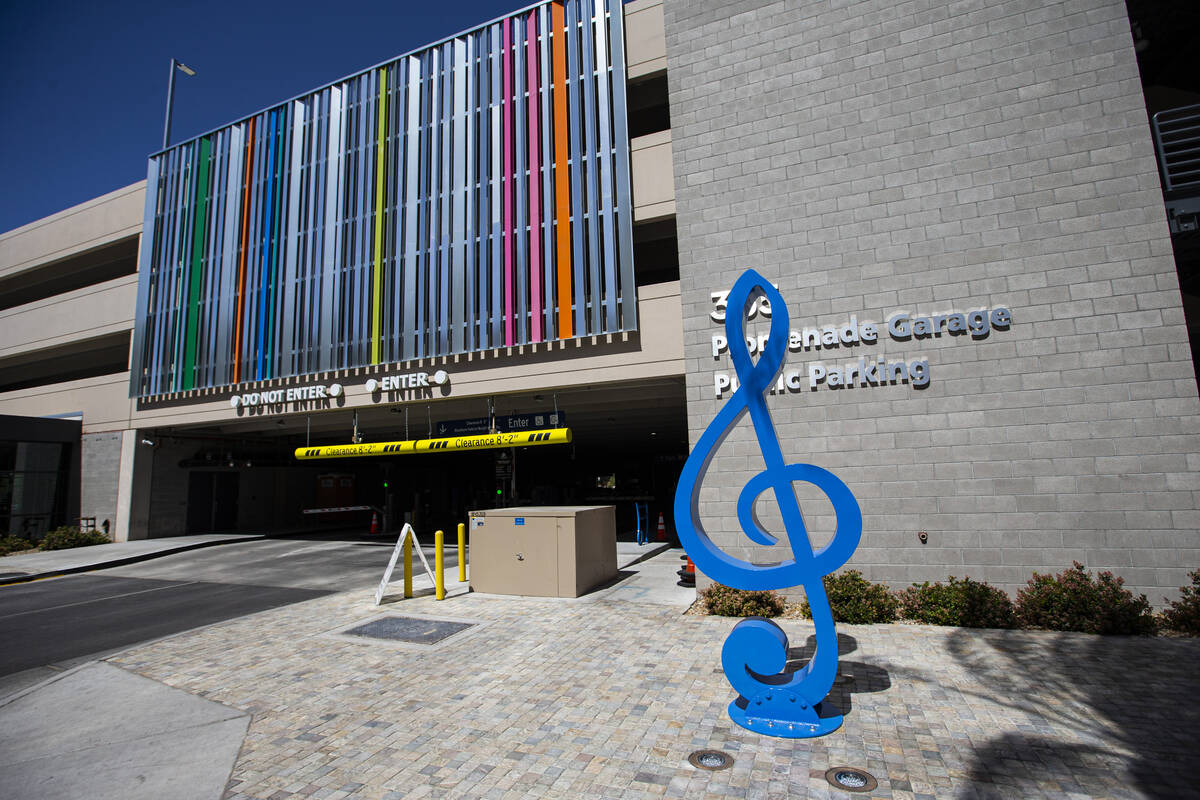 The treble clef in the "Larger Than Life" public art piece is pictured at Symphony Pa ...