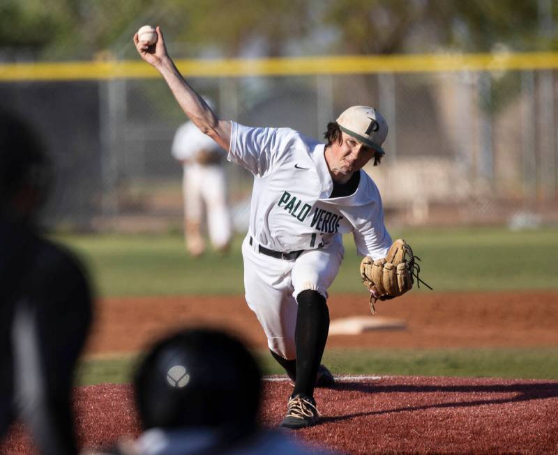 Palo High’s pitcher Blake Pearson delivers against Coronado High during the third inning ...