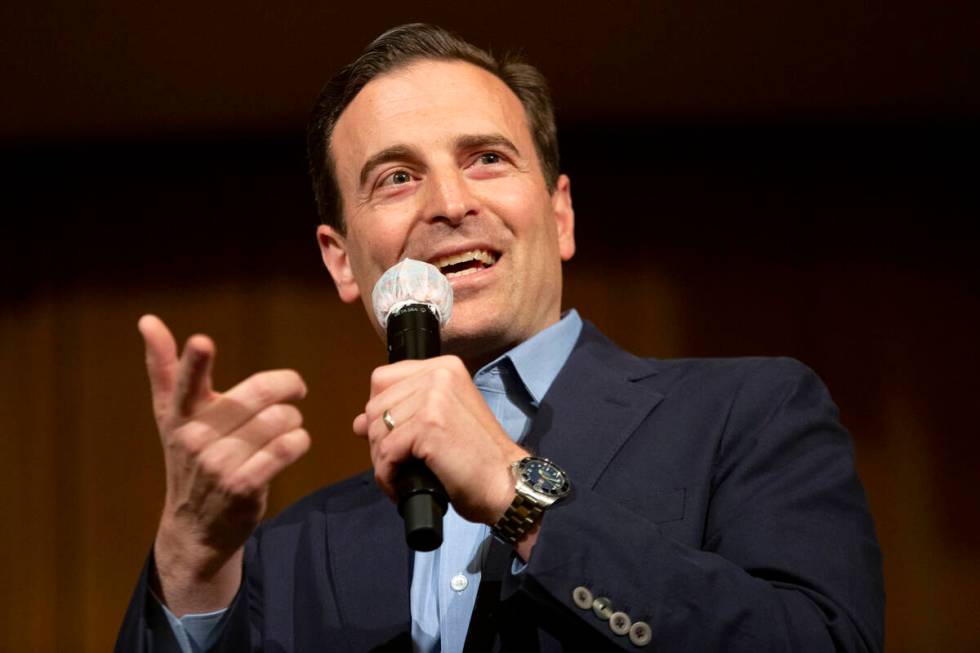 Nevada Republican U.S. Senate candidate Adam Laxalt speaks during a rally at Sun City Anthem Ce ...