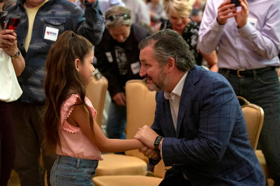 U.S. Senator Ted Cruz interacts with audience members during a rally for Nevada Republican U.S. ...