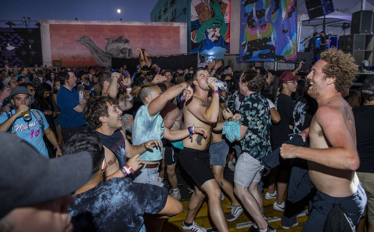 Fans start moshing as White Reaper performs on the Huntridge Stage during day two of Life is Be ...