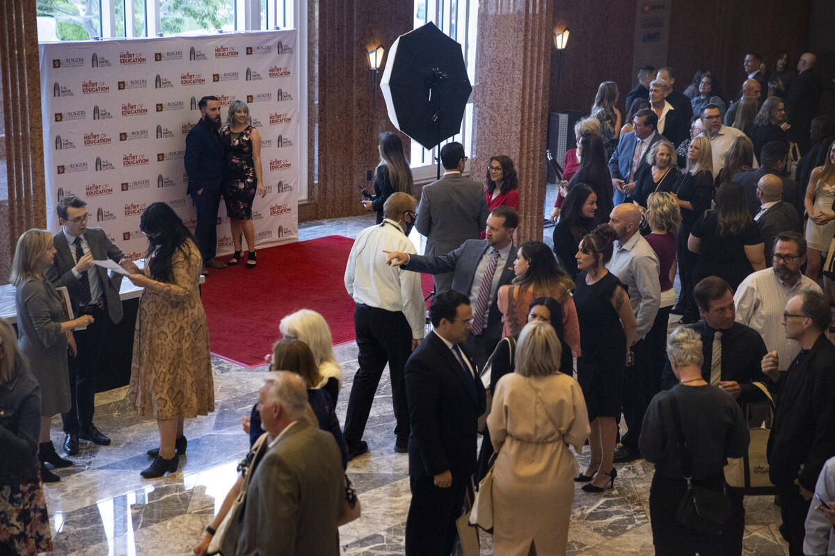 People attend the Heart of Education Awards at the Smith Center in Las Vegas, Friday, April 22, ...