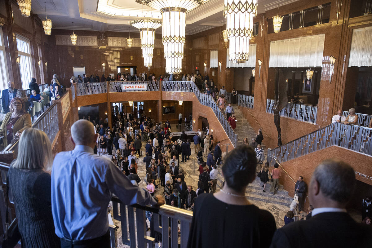 People attend the Heart of Education Awards at the Smith Center in Las Vegas, Friday, April 22, ...