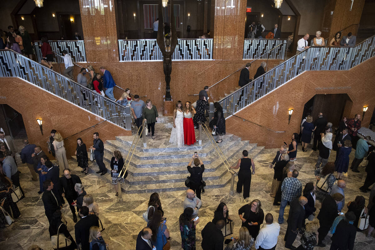 People attend the Heart of Education Awards at the Smith Center in Las Vegas, Friday, April 22, ...