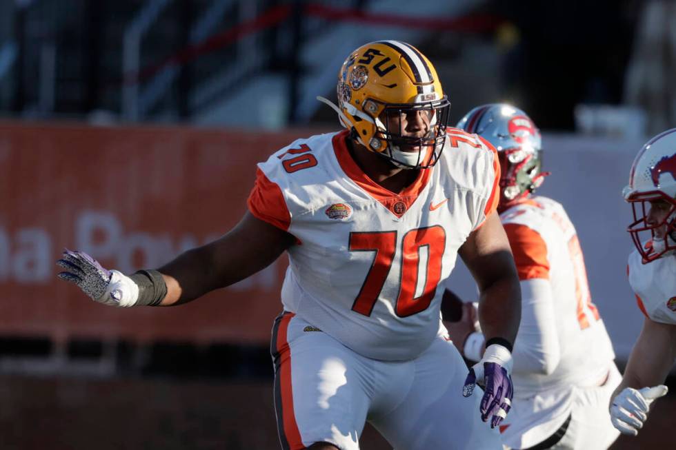 American Team offensive lineman Ed Ingram of LSU (70) in an NCAA college football game Saturday ...