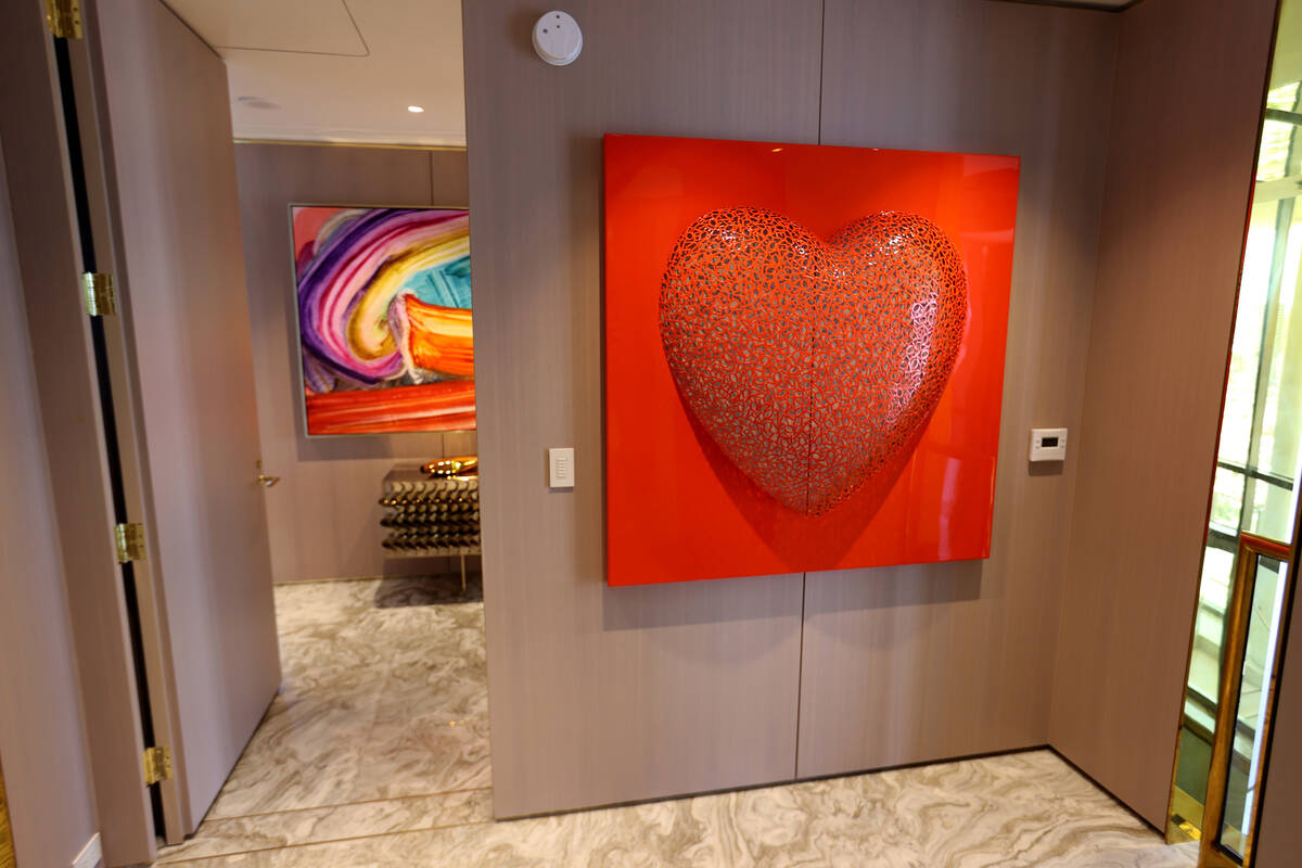 Art in the two-story Sky View Suite at the Palms in Las Vegas Monday, April 25, 2022. The 766-r ...