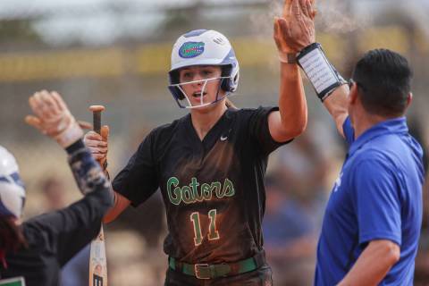 Green Valley’s Avari Morris is shown during a high school softball game Tuesday, March 15, 20 ...