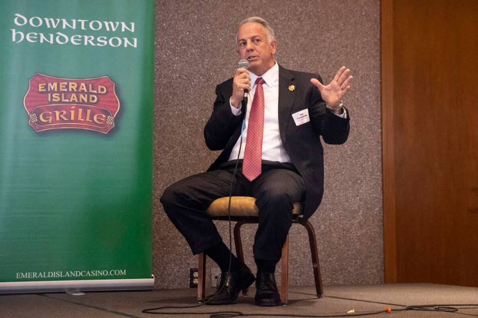 Clark county Sheriff Joe Lombardo participates during the Southern Hills Republican Women Guber ...