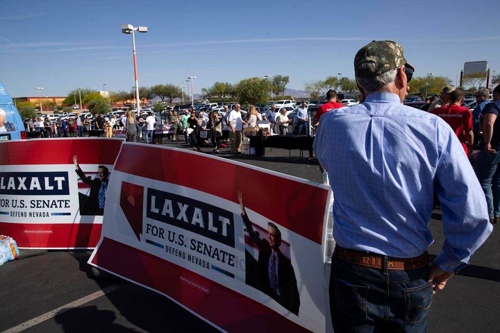 Hundreds wait in line to hear Florida Gov. Ron DeSantis speak at a rally for Nevada Republican ...