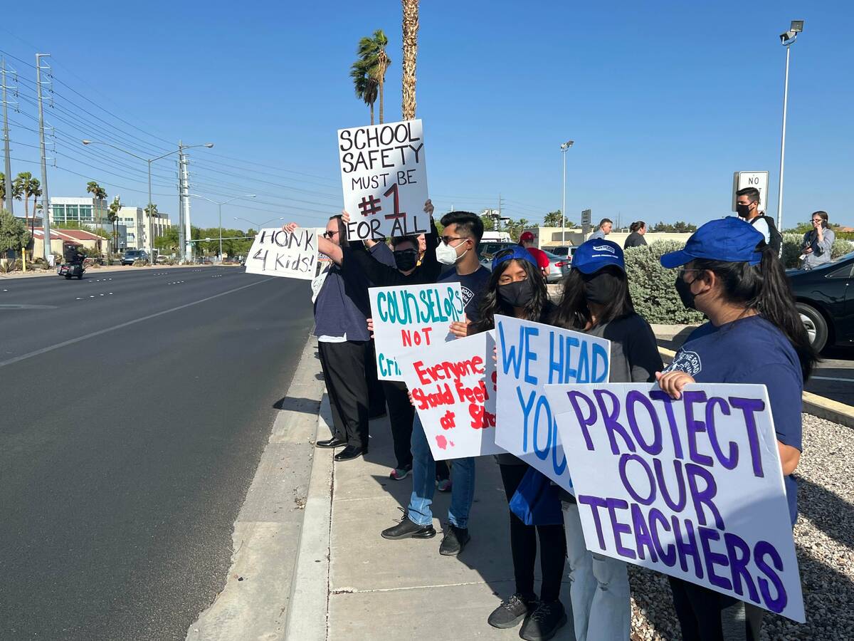 Two dozen educators, students and community members also gathered outside the district’s Edwa ...