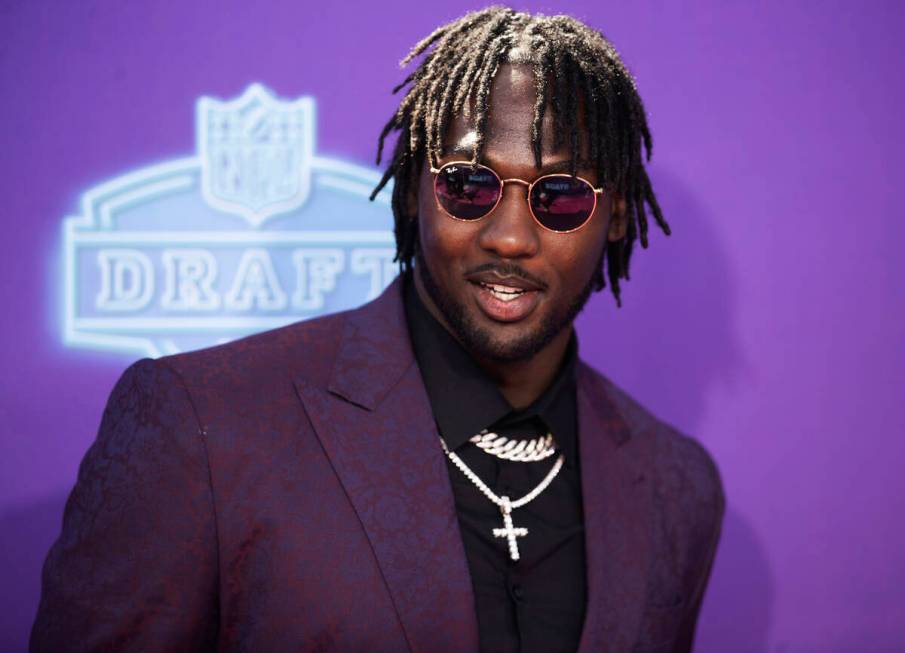 Utah linebacker Devin Lloyd at the NFL Red Carpet Stage on Thursday, April 28, 2022, at the Bel ...