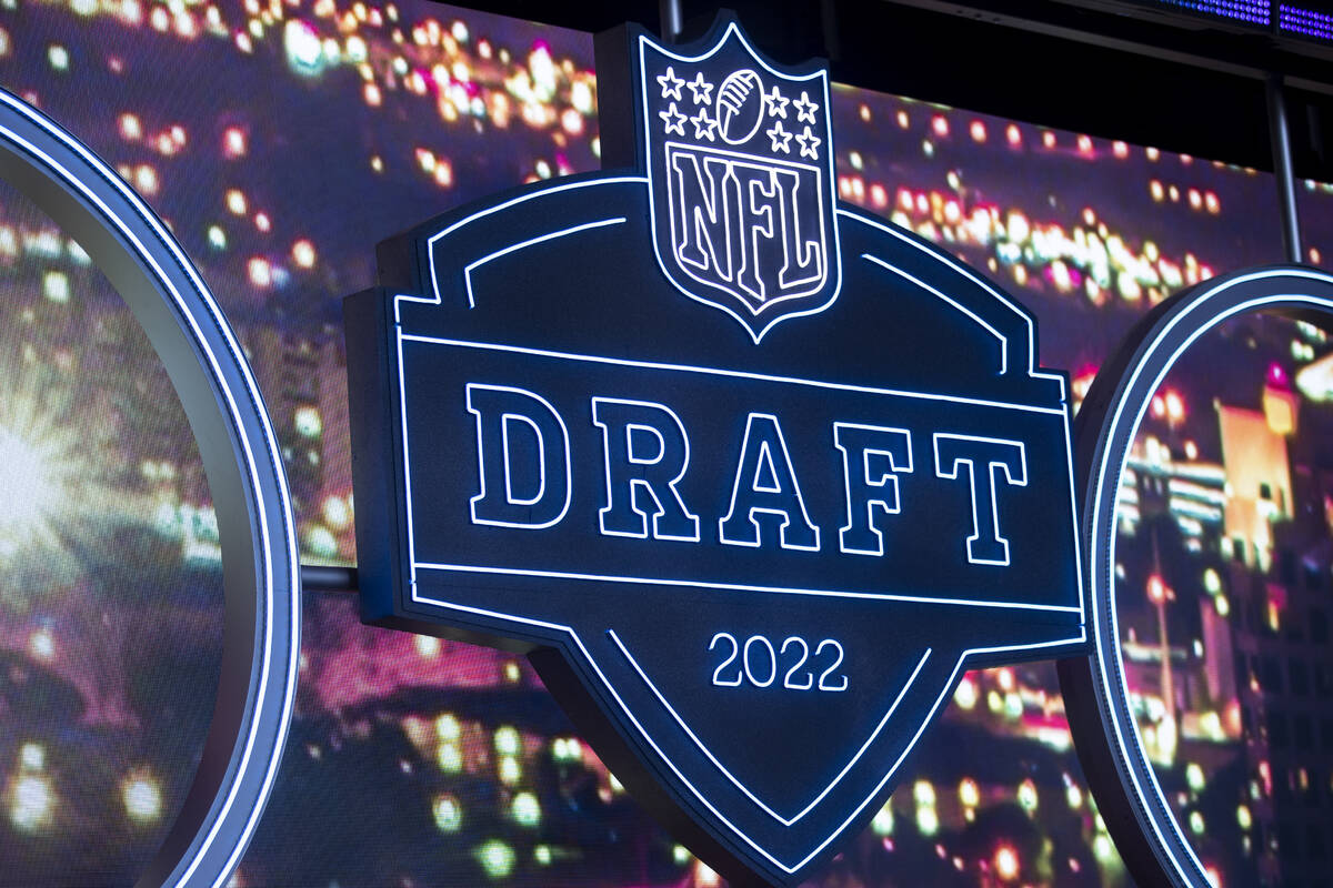 The NFL Draft stage is seen before the start of the event in Las Vegas, Thursday, April 28, 202 ...