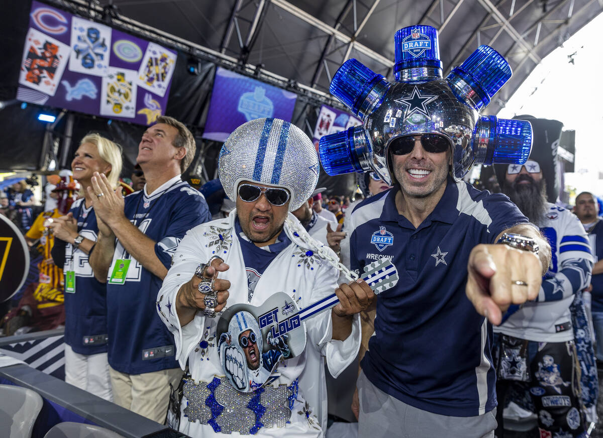 Dallas Cowboys fans have fun before the start of the 2022 NFL Draft from the Draft Theater with ...