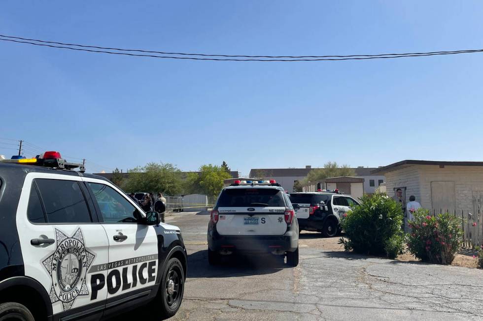 Las Vegas police investigate a homicide on the 3900 block of Las Vegas Boulevard North on Frida ...