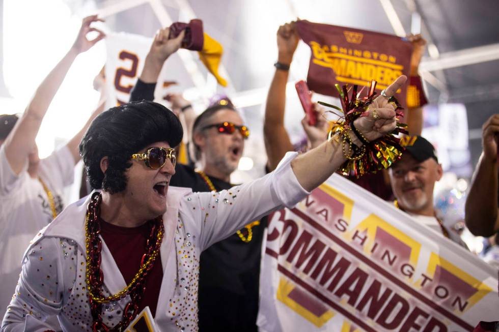 Fans attend the second day of the NFL Draft event in Las Vegas, Friday, April 29, 2022. (Erik V ...