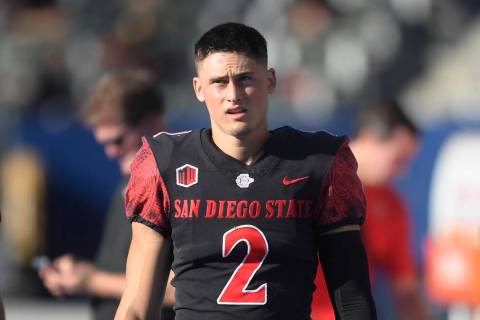 San Diego State place kicker Matt Araiza (2) plays during an NCAA football game against Utah on ...