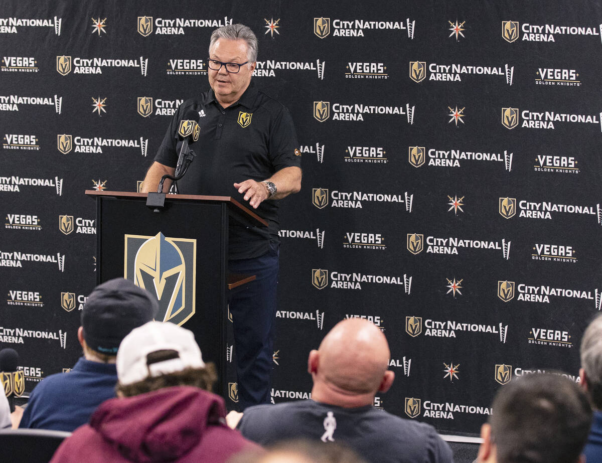 Golden Knights General manager Kelly McCrimmon speaks about the firing of head coach Pete DeBoe ...