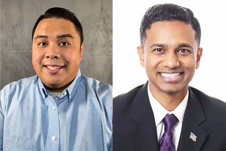 Aaron Bautista, left, and Reuben D’Silva, candidates for Assembly District 28 in the 202 ...