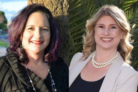 Lisa Guzman, left, and Julie Pazina, Democratic candidates for Senate District 12 in the 2022 p ...