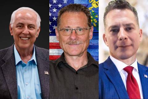 Garland Brinkley, left, Matthew Clendenen and Chris Dyer, Republican candidates for Assembly Di ...